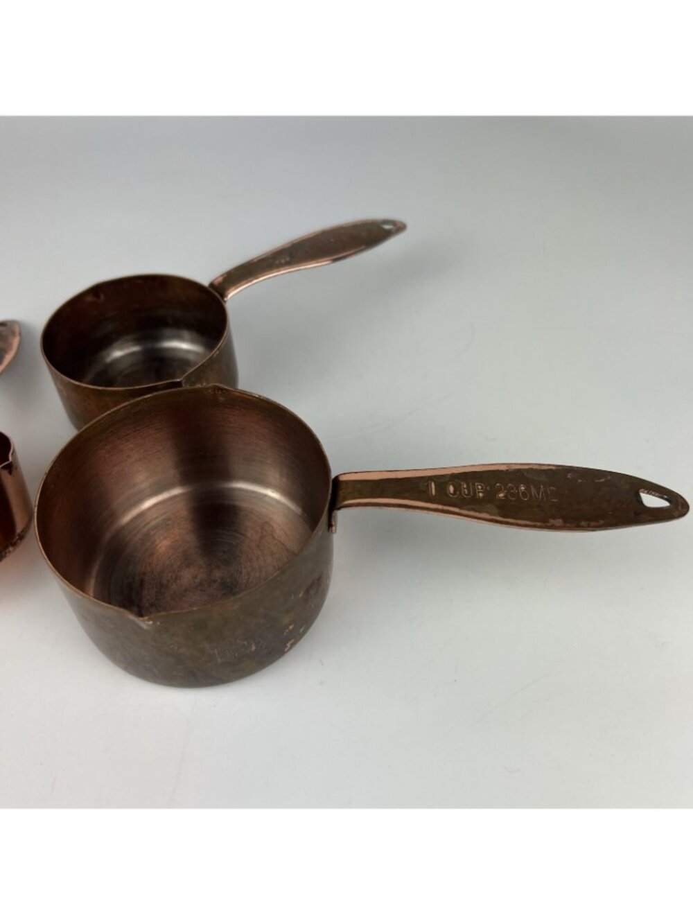 Vintage Copper Plated Measuring Cup Set 1/4 1/3 1/2 & 1 Cup - Picture 2 of 7